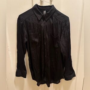 Anthropologie Silky Black Buttondown